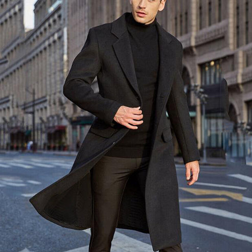Men's Long Wool Trench Coat | Classic Winter Overcoat | Stylish Woolen Coat by TLJ