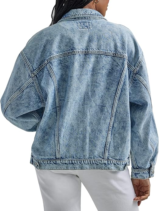 Wrangler Women’s Relaxed Fit Girlfriend Denim Jacket – Casual Blue Jean Outerwear USA
