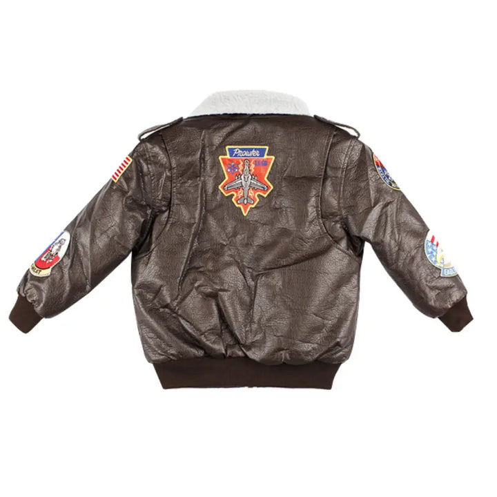 Top Gun G-1 Bomber Jacket with Sherpa Collar & Military Patches by The Leather Jacksy