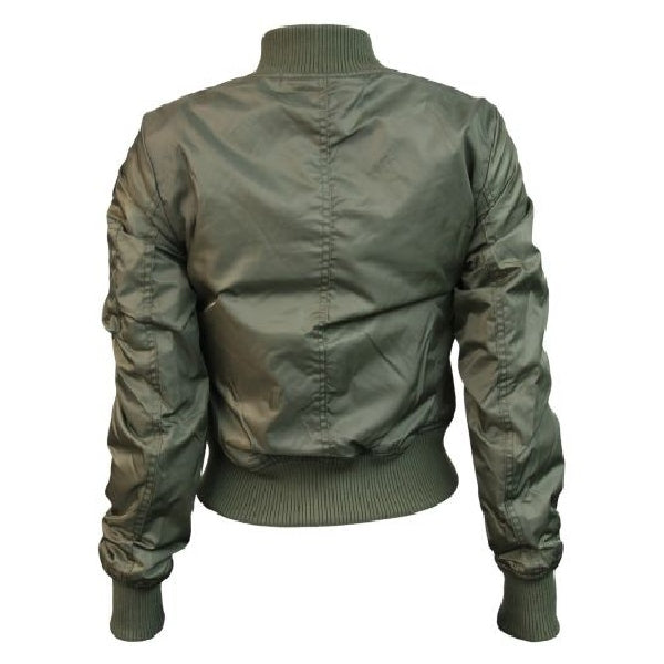 Women’s Top Gun MA-1 Bomber Jacket with Vintage Leather Trim & Flight Patches