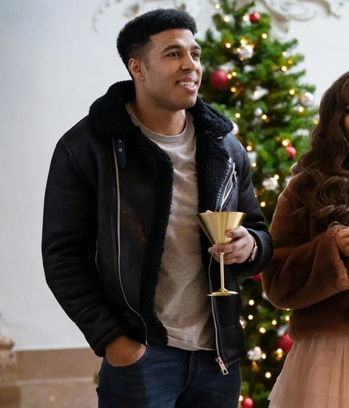 Chad Savage 12 Dates of Christmas Black Shearling Leather Jacket – Men’s Winter Fashion