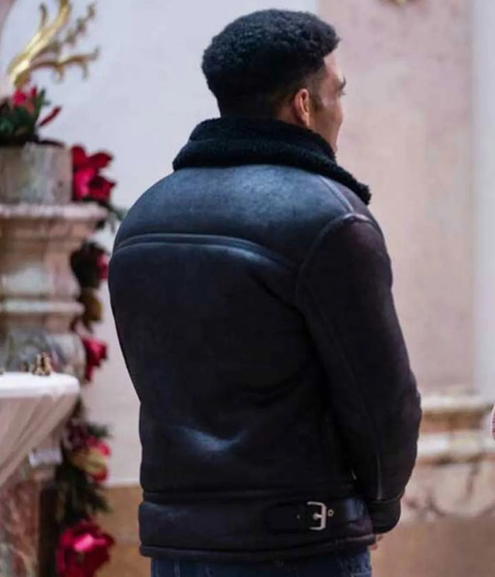 Chad Savage 12 Dates of Christmas Black Shearling Leather Jacket – Men’s Winter Fashion
