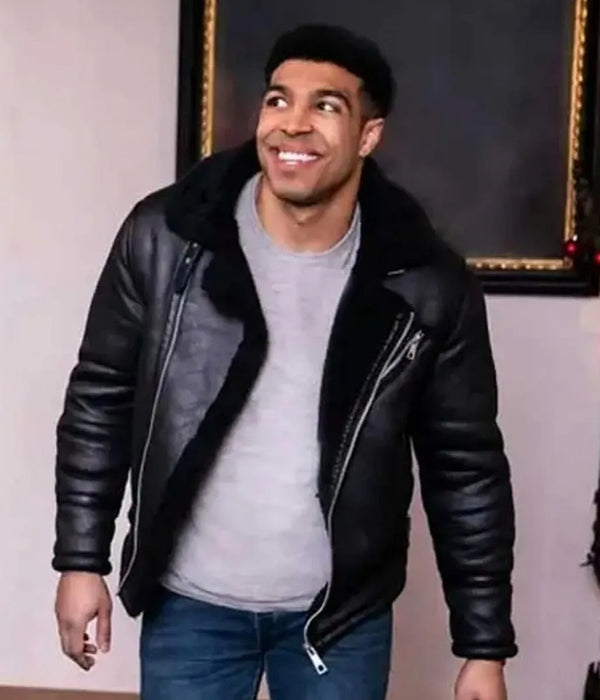 Chad Savage 12 Dates of Christmas Black Shearling Leather Jacket – Men’s Winter Fashion