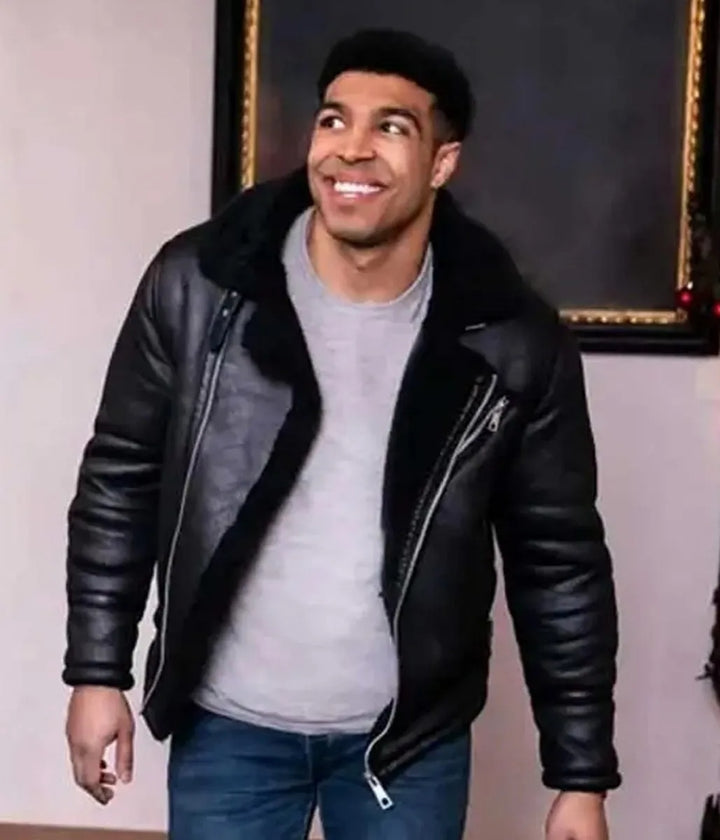Chad Savage 12 Dates of Christmas Black Shearling Leather Jacket – Men’s Winter Fashion