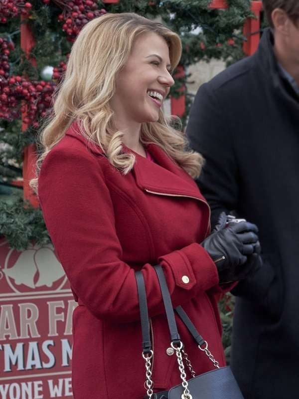 Jodie Sweetin Christmas Candace Livingstone Red Wool Coat – Women’s Festive Winter Outerwear USA