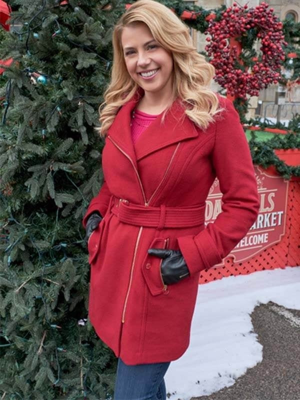 Jodie Sweetin Christmas Candace Livingstone Red Wool Coat – Women’s Festive Winter Outerwear USA