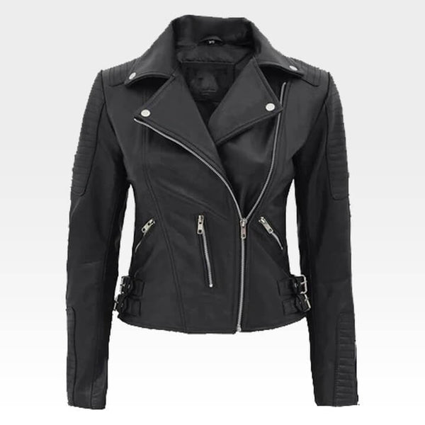 Women’s Black Biker Leather Jacket | Timeless Biker Style – TLJ