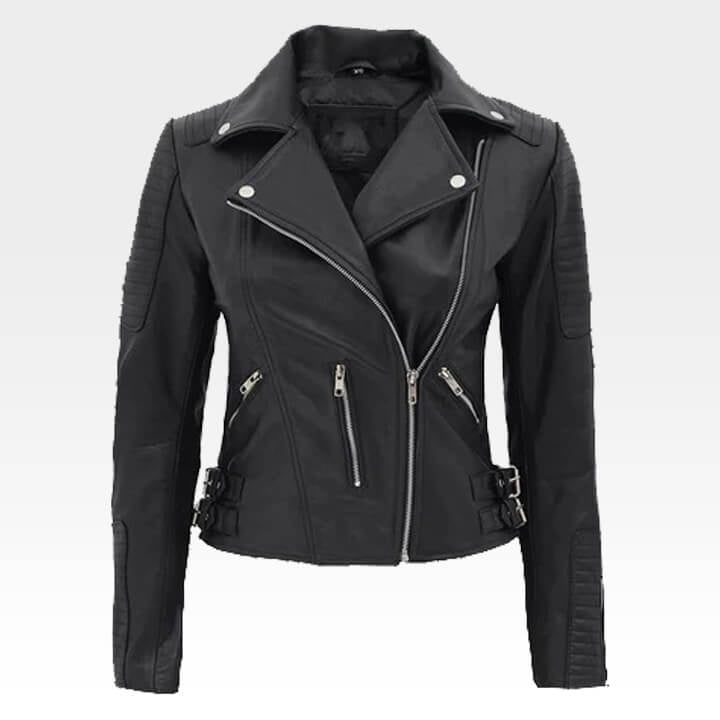 Women’s Black Biker Leather Jacket | Timeless Biker Style – TLJ