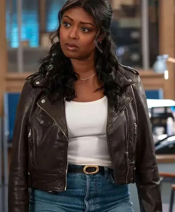 Javicia Leslie Brown Biker Leather Jacket 2025 – The Leather Jacksy