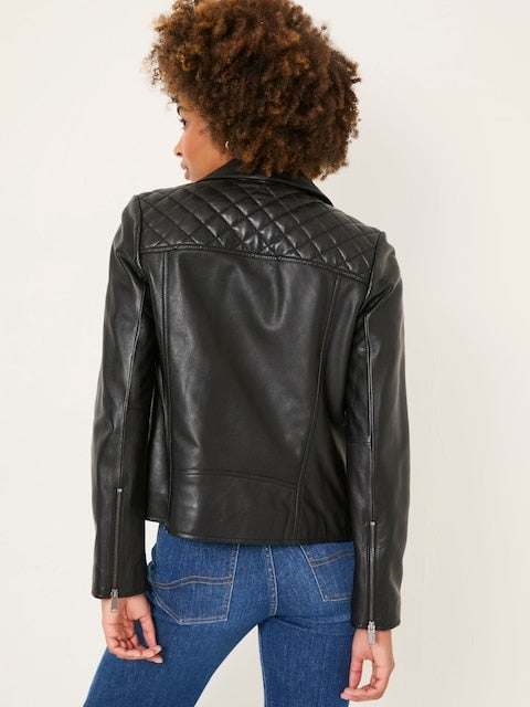 Stylish Women’s Quilted Leather Biker Jacket