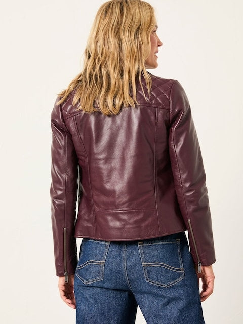 Stylish Women’s Quilted Leather Biker Jacket