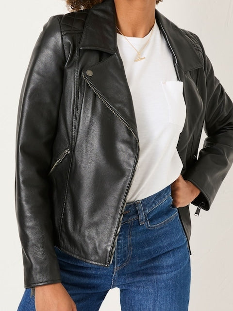 Stylish Women’s Quilted Leather Biker Jacket