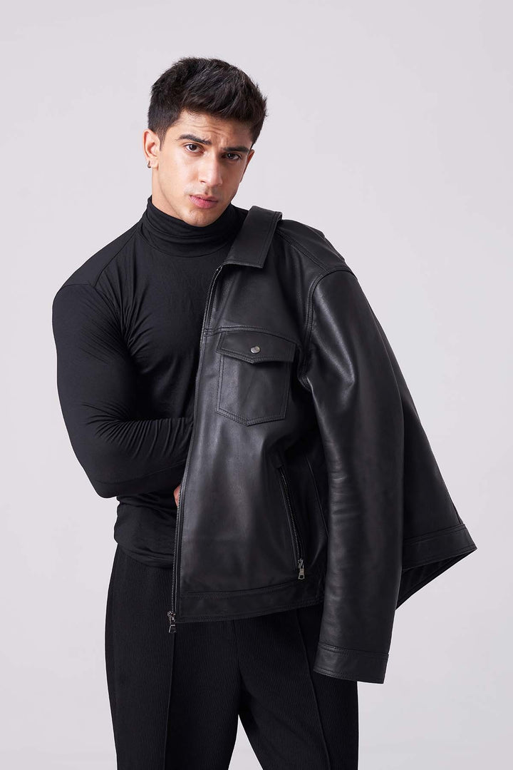 Men’s Shadow Luxe Black Leather Jacket