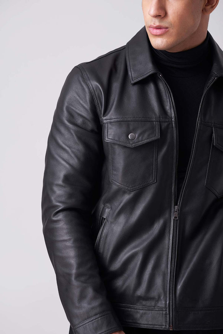 Men’s Shadow Luxe Black Leather Jacket