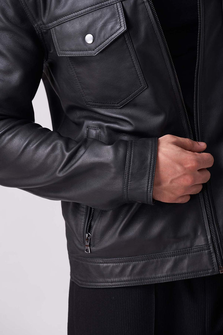 Men’s Shadow Luxe Black Leather Jacket