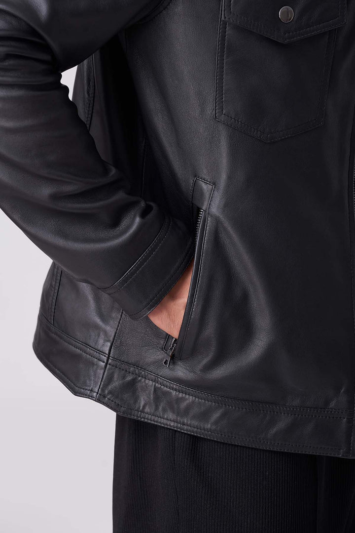 Men’s Shadow Luxe Black Leather Jacket