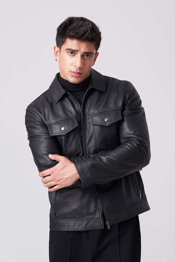 Men’s Shadow Luxe Black Leather Jacket