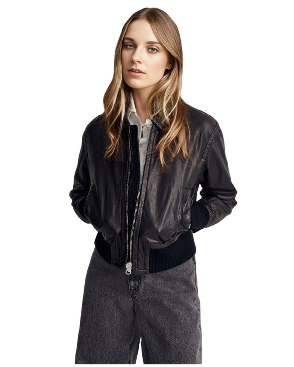 Cropped Leather Jacket Women’s Streetwear Style