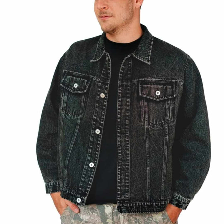 Vintage-inspired denim jacket in acid wash finish