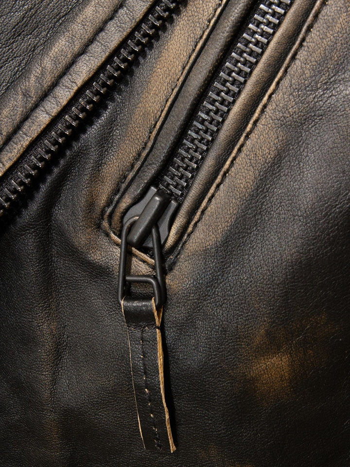 Men’s genuine lambskin leather motorcycle jacket in vintage style