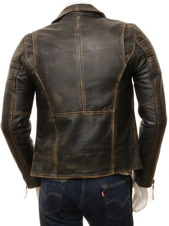 Men’s genuine lambskin leather motorcycle jacket in vintage style