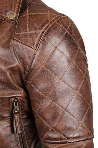 Men’s genuine lambskin leather motorcycle jacket in vintage style