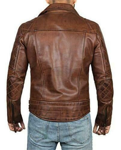 Men’s genuine lambskin leather motorcycle jacket in vintage style
