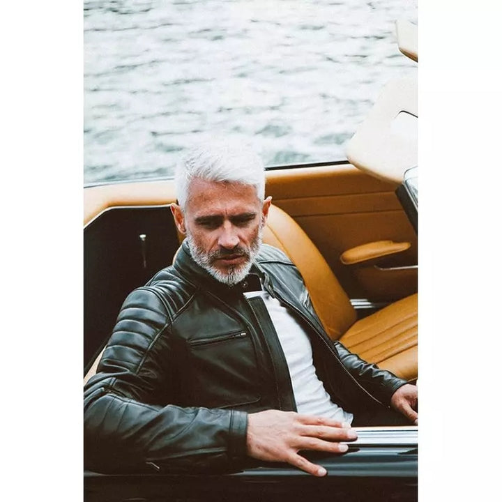 Front view of gentleman rider jacket with racing neck and padded shoulders