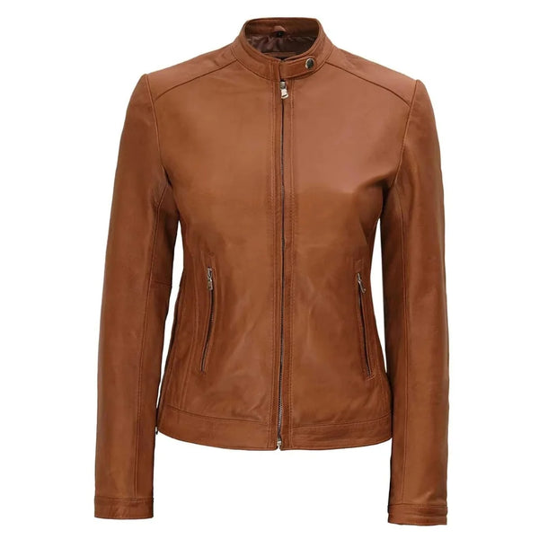 Women’s Brown Biker Leather Jacket