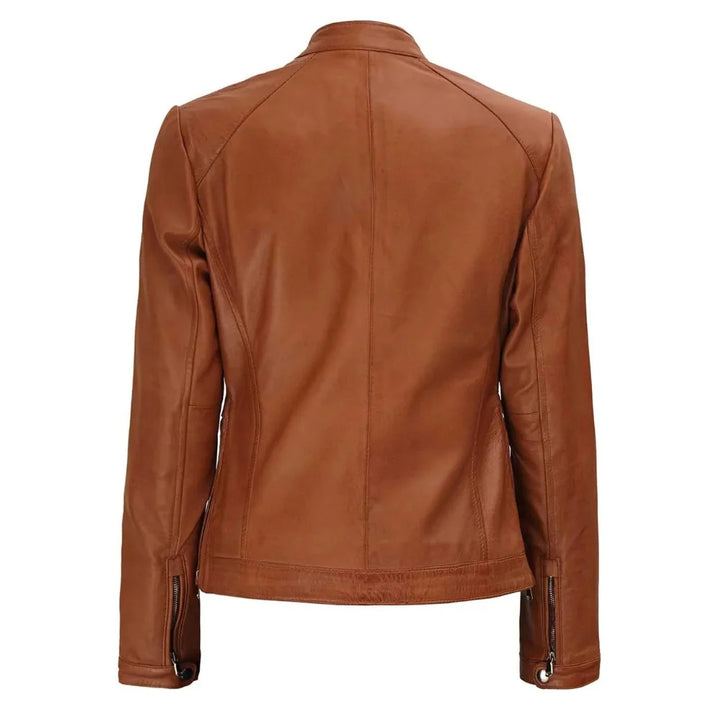 Women’s Brown Biker Leather Jacket