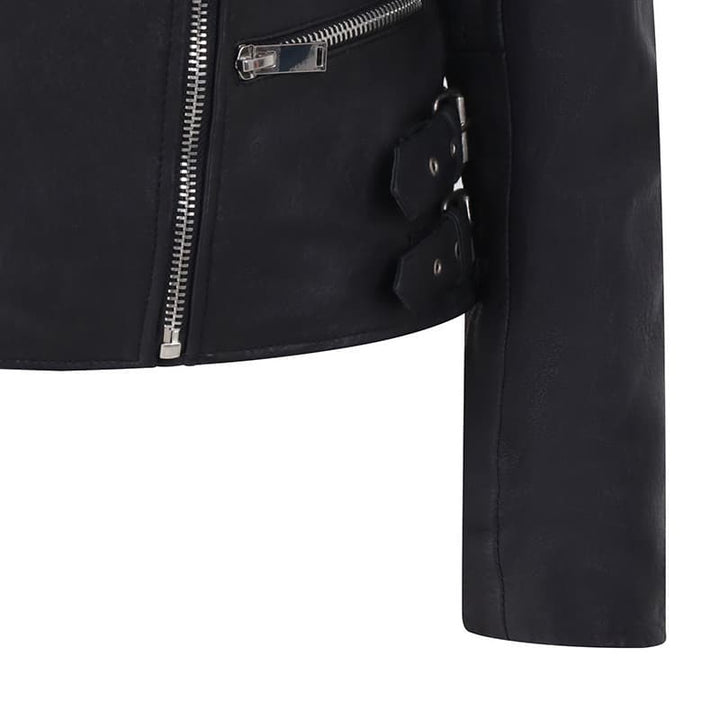 Asymmetric Women’s Black Sheepskin Leather Biker Jacket