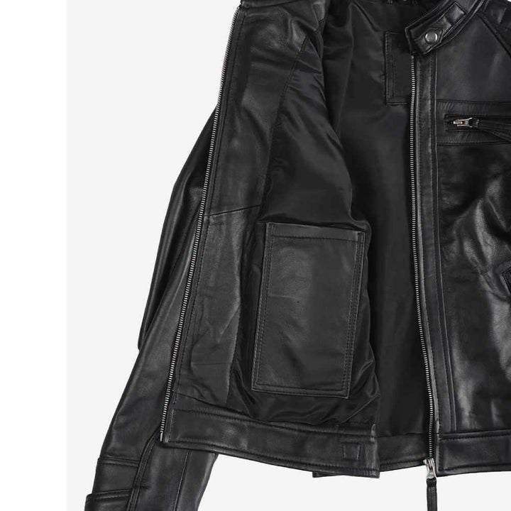 Women’s Black Quilted Café Racer Leather Jacket