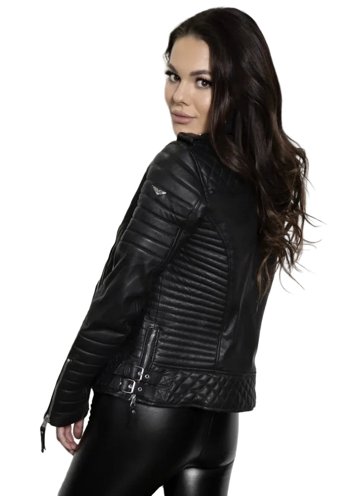Women’s Quilted Black Jacket  Premium Sheepskin Craftsmanship