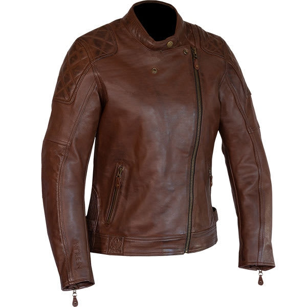 Women’s Brown Motorcycle Leather Jacket with Thermal Liner