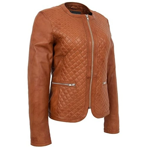 Handcrafted Lambskin Tan Jacket for Women
