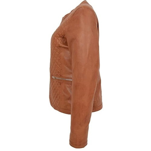 Handcrafted Lambskin Tan Jacket for Women
