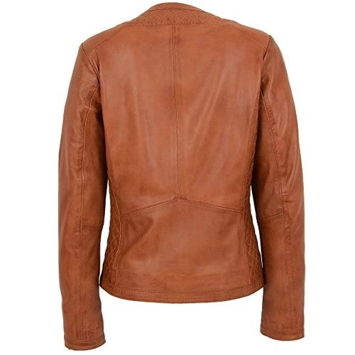 Handcrafted Lambskin Tan Jacket for Women