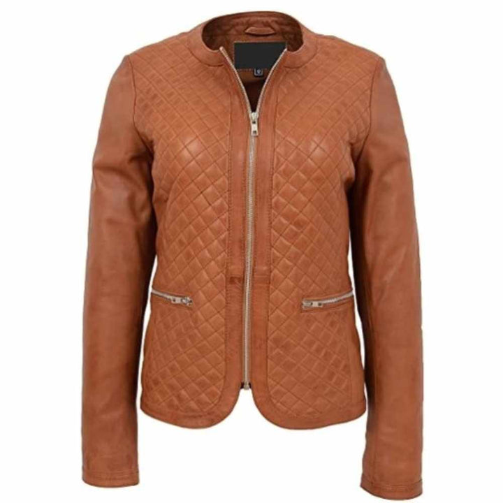 Handcrafted Lambskin Tan Jacket for Women