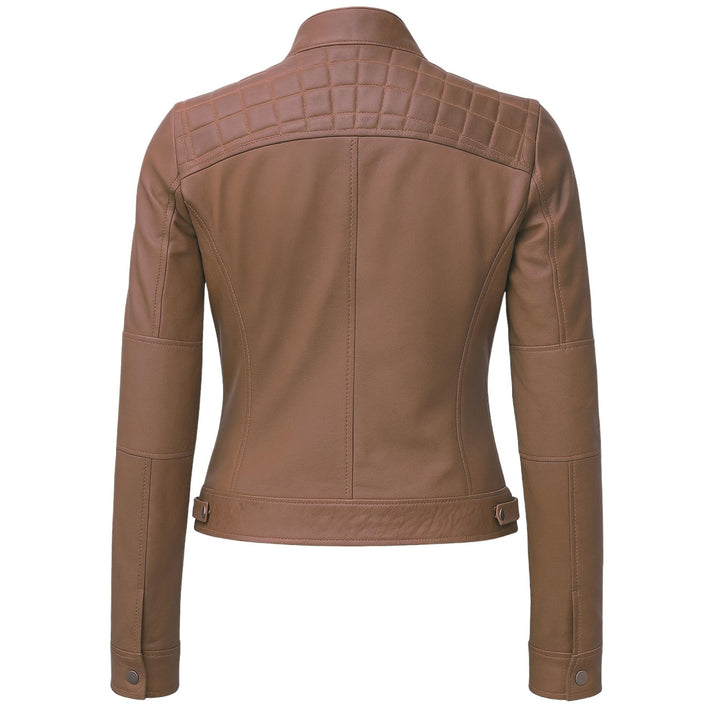 Women’s Retro Lambskin Leather Biker Jacket – Vintage Slim Fit Coat