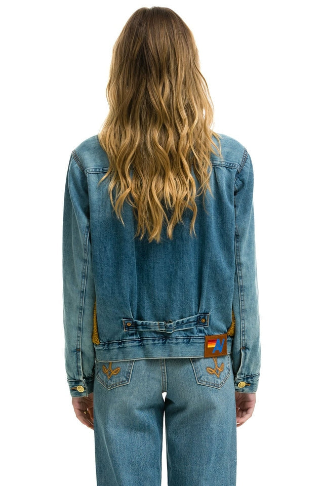 Handmade denim jacket with sherpa lining