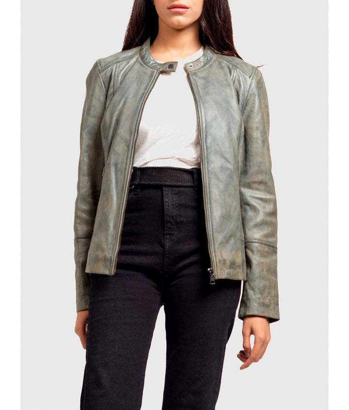 Women’s vintage rusted sheepskin leather jacket