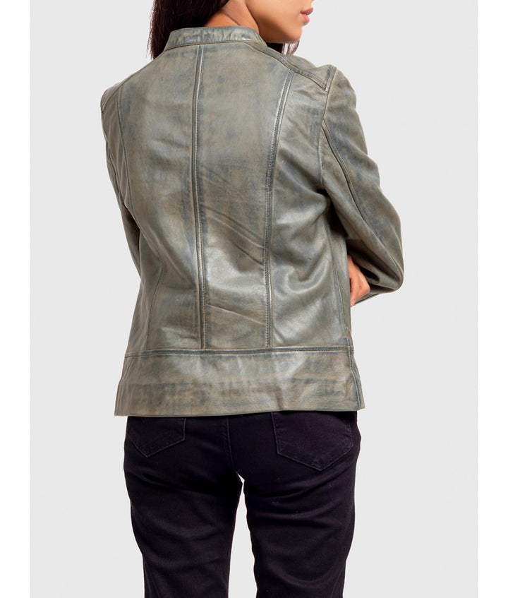 Women’s vintage rusted sheepskin leather jacket